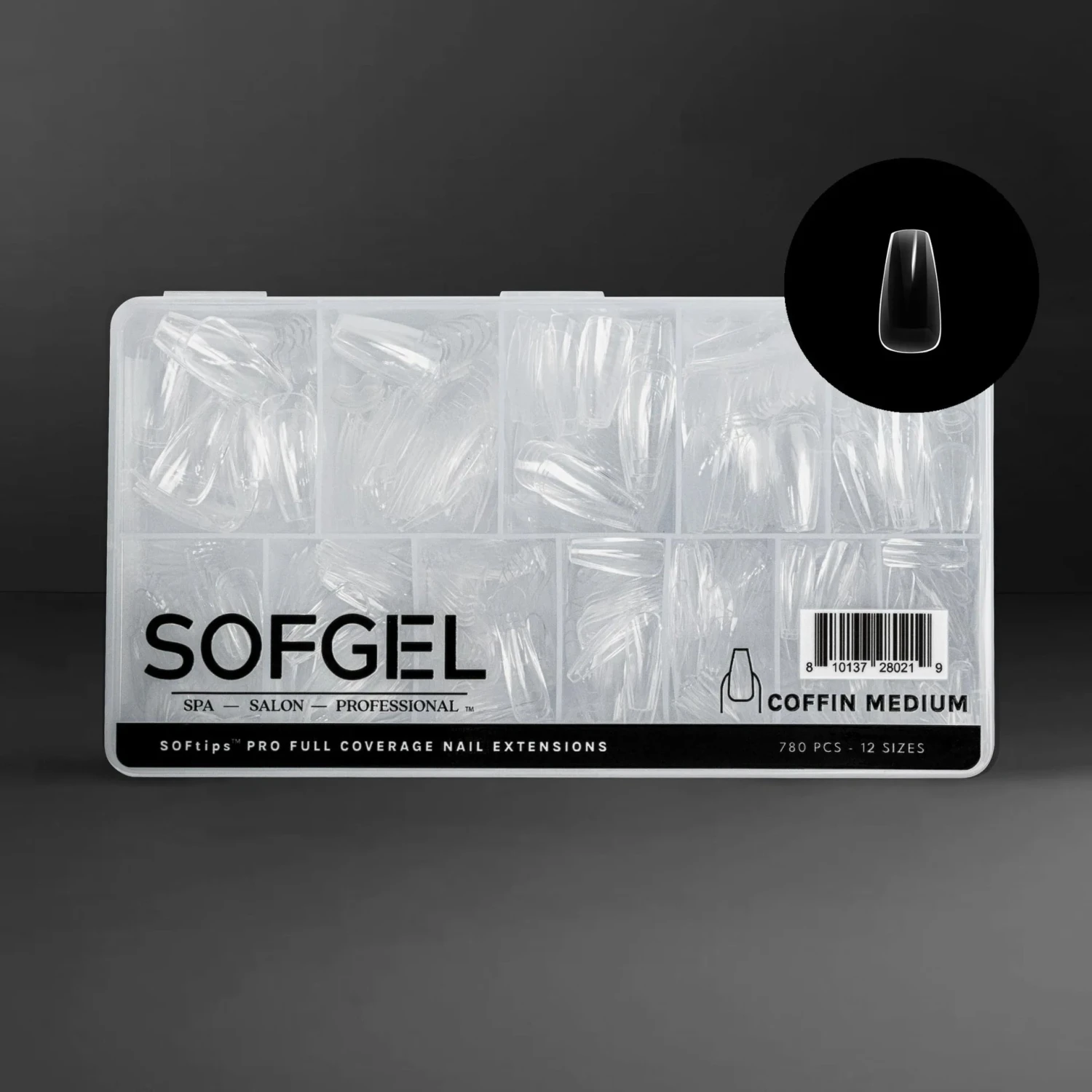 Sofgel XII Standard Coffin Medium(Softips Full Cover Nail Tips Standard Coffin Medium)